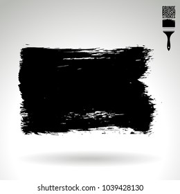 Black brush stroke and texture. Grunge vector abstract hand - painted element. Underline and border design.