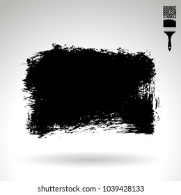 Black brush stroke and texture. Grunge vector abstract hand - painted element. Underline and border design.