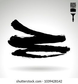 Black brush stroke and texture. Grunge vector abstract hand - painted element. Underline and border design.