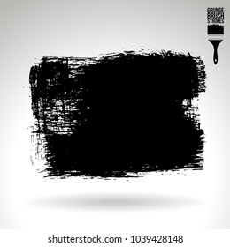Black brush stroke and texture. Grunge vector abstract hand - painted element. Underline and border design.