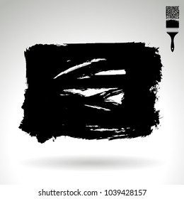 Black brush stroke and texture. Grunge vector abstract hand - painted element. Underline and border design.