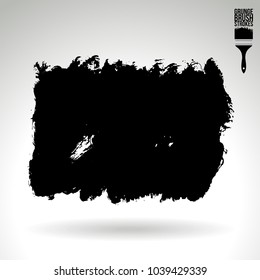 Black brush stroke and texture. Grunge vector abstract hand - painted element. Underline and border design.