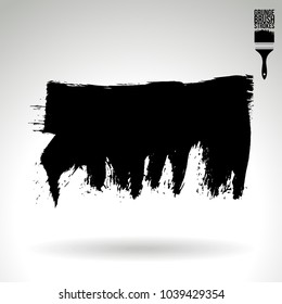 Black brush stroke and texture. Grunge vector abstract hand - painted element. Underline and border design.
