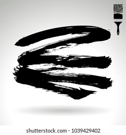 Black brush stroke and texture. Grunge vector abstract hand - painted element. Underline and border design.