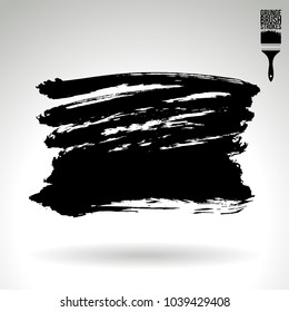 Black brush stroke and texture. Grunge vector abstract hand - painted element. Underline and border design.