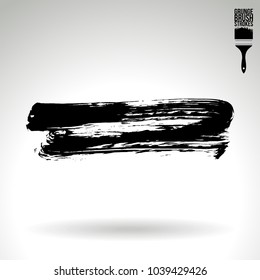Black brush stroke and texture. Grunge vector abstract hand - painted element. Underline and border design.