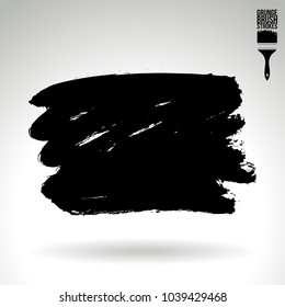 Black brush stroke and texture. Grunge vector abstract hand - painted element. Underline and border design.