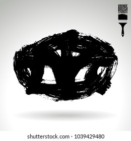 Black brush stroke and texture. Grunge vector abstract hand - painted element. Underline and border design.