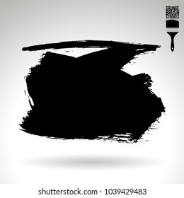 Black brush stroke and texture. Grunge vector abstract hand - painted element. Underline and border design.