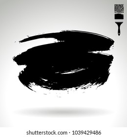Black brush stroke and texture. Grunge vector abstract hand - painted element. Underline and border design.