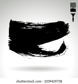 Black brush stroke and texture. Grunge vector abstract hand - painted element. Underline and border design.