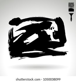 Black brush stroke and texture. Grunge vector abstract hand - painted element. Underline and border design.