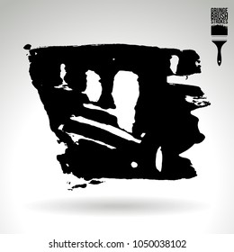 Black brush stroke and texture. Grunge vector abstract hand - painted element. Underline and border design.