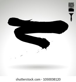 Black brush stroke and texture. Grunge vector abstract hand - painted element. Underline and border design.