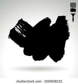 Black brush stroke and texture. Grunge vector abstract hand - painted element. Underline and border design.