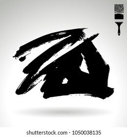 Black brush stroke and texture. Grunge vector abstract hand - painted element. Underline and border design.
