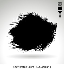 Black brush stroke and texture. Grunge vector abstract hand - painted element. Underline and border design.