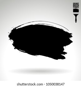 Black brush stroke and texture. Grunge vector abstract hand - painted element. Underline and border design.
