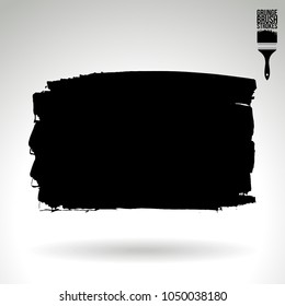 Black brush stroke and texture. Grunge vector abstract hand - painted element. Underline and border design.