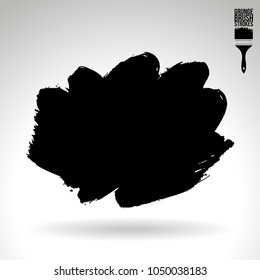 Black brush stroke and texture. Grunge vector abstract hand - painted element. Underline and border design.