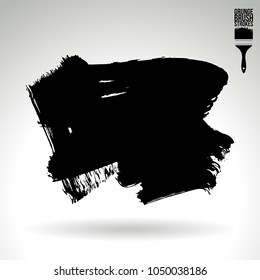 Black brush stroke and texture. Grunge vector abstract hand - painted element. Underline and border design.