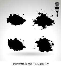Black brush stroke and texture. Grunge vector abstract hand - painted element. Underline and border design.