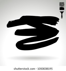 Black brush stroke and texture. Grunge vector abstract hand - painted element. Underline and border design.