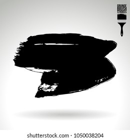 Black brush stroke and texture. Grunge vector abstract hand - painted element. Underline and border design.
