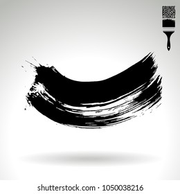 Black brush stroke and texture. Grunge vector abstract hand - painted element. Underline and border design.