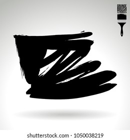 Black brush stroke and texture. Grunge vector abstract hand - painted element. Underline and border design.