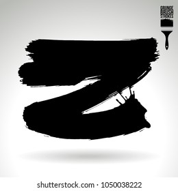 Black brush stroke and texture. Grunge vector abstract hand - painted element. Underline and border design.