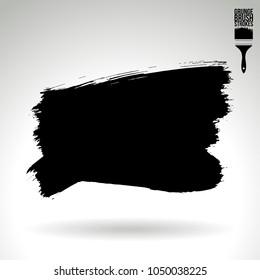 Black brush stroke and texture. Grunge vector abstract hand - painted element. Underline and border design.