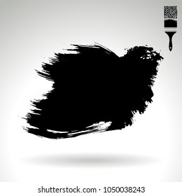 Black brush stroke and texture. Grunge vector abstract hand - painted element. Underline and border design.