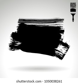 Black brush stroke and texture. Grunge vector abstract hand - painted element. Underline and border design.