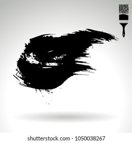 Black brush stroke and texture. Grunge vector abstract hand - painted element. Underline and border design.