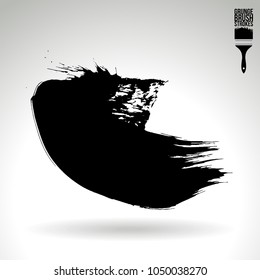 Black brush stroke and texture. Grunge vector abstract hand - painted element. Underline and border design.