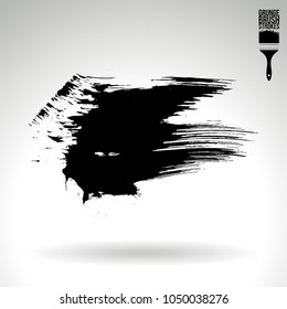 Black brush stroke and texture. Grunge vector abstract hand - painted element. Underline and border design.