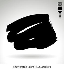 Black brush stroke and texture. Grunge vector abstract hand - painted element. Underline and border design.