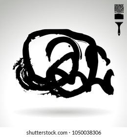 Black brush stroke and texture. Grunge vector abstract hand - painted element. Underline and border design.