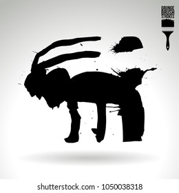 Black brush stroke and texture. Grunge vector abstract hand - painted element. Underline and border design.