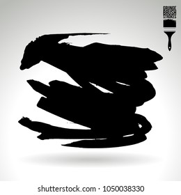 Black brush stroke and texture. Grunge vector abstract hand - painted element. Underline and border design.