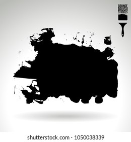 Black brush stroke and texture. Grunge vector abstract hand - painted element. Underline and border design.