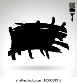 Black brush stroke and texture. Grunge vector abstract hand - painted element. Underline and border design.