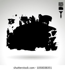 Black brush stroke and texture. Grunge vector abstract hand - painted element. Underline and border design.