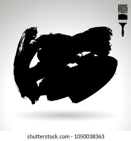 Black brush stroke and texture. Grunge vector abstract hand - painted element. Underline and border design.