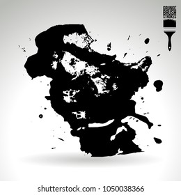 Black brush stroke and texture. Grunge vector abstract hand - painted element. Underline and border design.