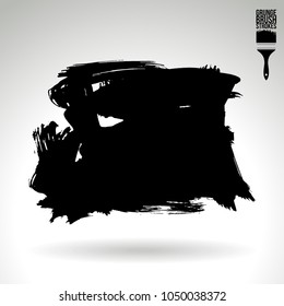 Black brush stroke and texture. Grunge vector abstract hand - painted element. Underline and border design.