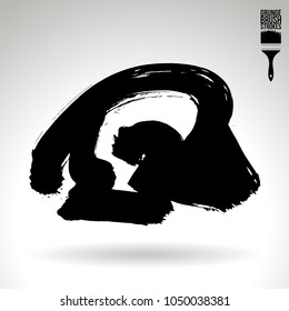 Black brush stroke and texture. Grunge vector abstract hand - painted element. Underline and border design.