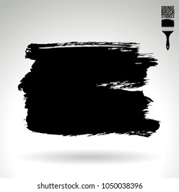 Black brush stroke and texture. Grunge vector abstract hand - painted element. Underline and border design.