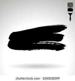 Black brush stroke and texture. Grunge vector abstract hand - painted element. Underline and border design.